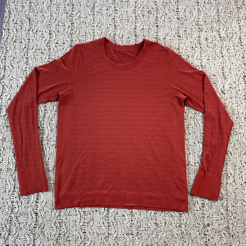 Lululemon Sleeve Athletic Top Womens 6 Rust Nylon Long Multicolor Ladies